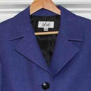 Le Suit Blue and Black 2-Pc Pant Suit - Size 12